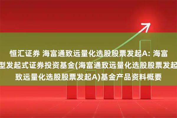 恒汇证券 海富通致远量化选股股票发起A: 海富通致远量化选股股票型发起式证券投资基金(海富通致远量化选股股票发起A)基金产品资料概要
